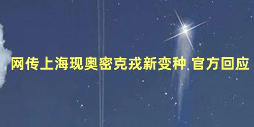 网传上海现奥密克戎新变种 官方回应